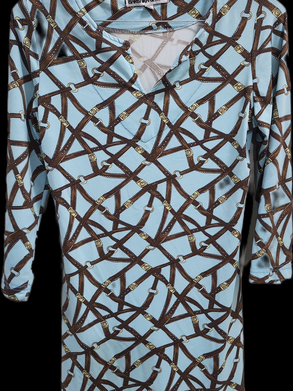 Barbara Gerwit Light Blue Belt-Print V-Neck Tunic